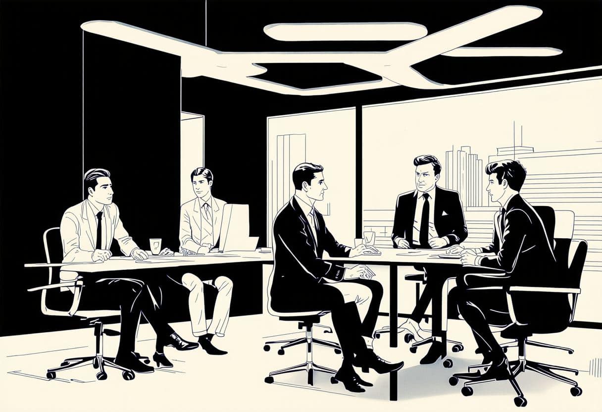 A dynamic, futuristic office setting with diverse professionals collaborating, symbolizing innovation and growth in a tech-driven environment.